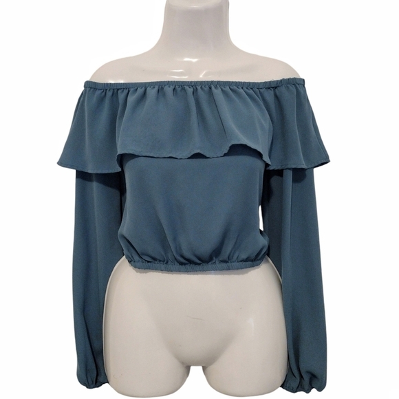 G by Guess - Ruffle Off Shoulder Blouse - Picture 1 of 12